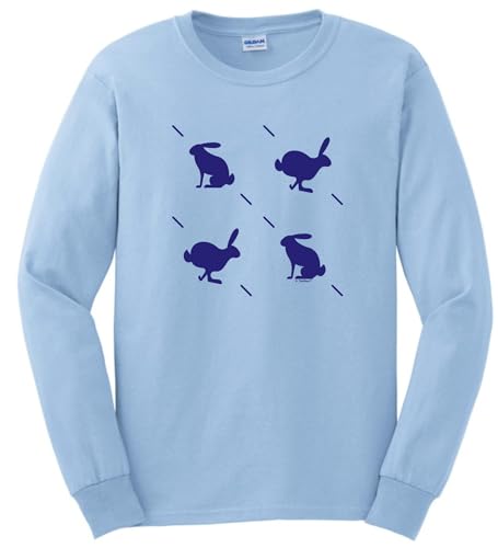 Easter Home Decor Classic Bunny Silhouette Pattern Long Sleeve T-Shirt X-Large Light Blue