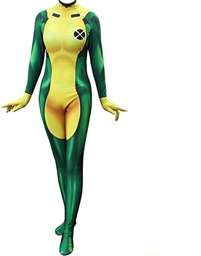 Cosplay Life Rogue Cosplay Costume Super Hero Halloween Outfit Bodysuit Zentaisuit Jumpsuit For Unisex Adult (L)