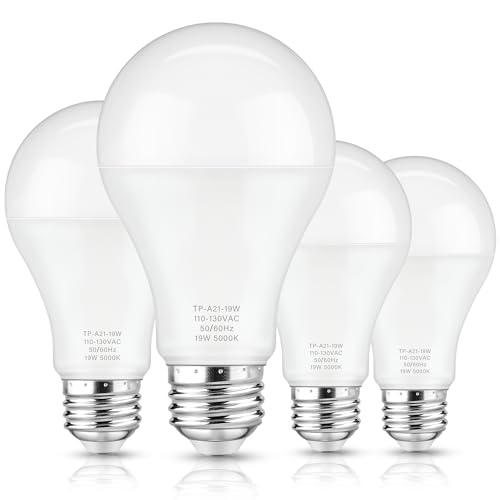 Maylaywood A21 LED Light Bulbs, 150 Watt Equivalent LED Bulb, Daylight White 5000K, 2600LM, E26 Base, Non-Dimmable, 19W Bright White LED Bulb, 4-Pack