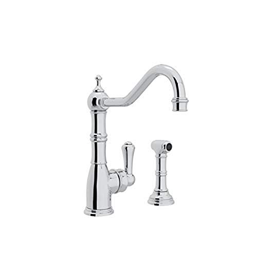 Rohl U.4746APC-2 Perrin and Rowe Single Hole Single Lever Aquitaine Kitchen Faucet with Sidespray Rinse in Polished Chrome