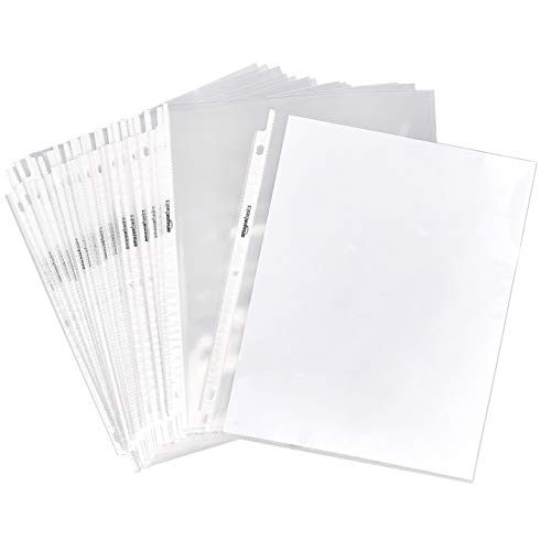 Amazon Basics Clear Sheet Protectors for 3 Ring Binder, 8.5 x 11 Inch,Polypropylene, 100-Pack