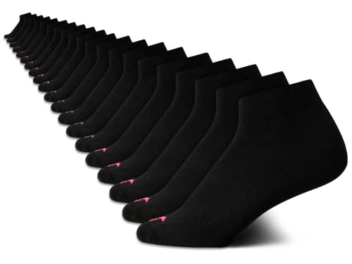 Avia Women?s Athletic Socks ? Cushioned Quarter Cut Running Socks (20 Pack), Size 4-9, Pure Black