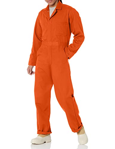 Red Kap Men's Snap Front Cotton Coverall, Oversized Fit, Long Sleeve, Orange, 44