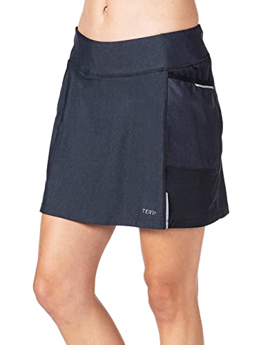 Terry Fixie Skort, Womens Cycling Skirt with Attached Padded Liner Short, Athletic Sport Performance Stretch Bike Skirt - Black Pepper, Large