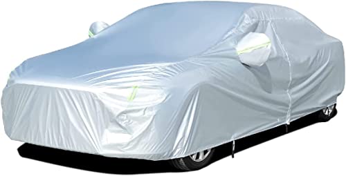 Tecoom Light Shell Waterproof UV-Proof Windproof Design Car Cover with Zipper Storage and Lock for All Weather Indoor Outdoor Fit Sedan 170-190 Inches Length