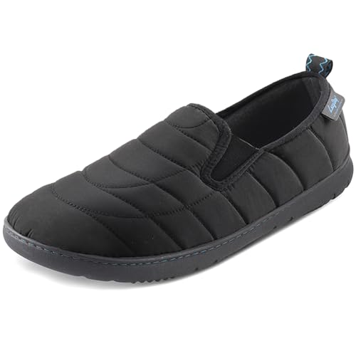 LazyStep Men's Water-resistant Loafer Slippers with Comfort Memory Foam, Slip On Indoor Outdoor House Shoes(SS2024 Black,Size 11-12)