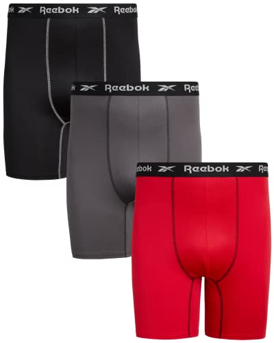 Reebok Men's Underwear - Big and Tall Long Leg Performance Boxer Briefs (3 Pack)(2XL - 4XL), Size 3X-Large, BlackBlackened PearlCherry