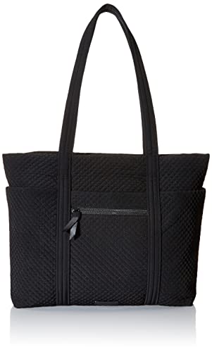 Vera Bradley Women's Microfiber Deluxe Vera Tote Bag, Black, One Size