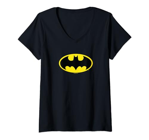 Womens Batman Classic Logo V-Neck T-Shirt