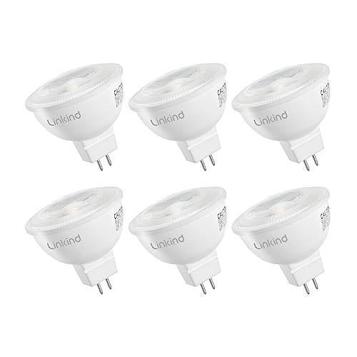 Linkind MR16 LED Bulb Dimmable, GU5.3 Bi-Pin Base 6.5W (70W Equivalent) 3000K Soft White 640lm MR16 Spot Lights, Recessed, Tracking Lights, 12V Low Voltage, 6 Packs