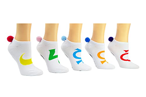 Sailor Moon Socks Pom Pom Socks (5 Pair) - (Women) Sailor Moon Cosplay Lowcut Socks - Fits Shoe Size: 4-10 (Ladies)