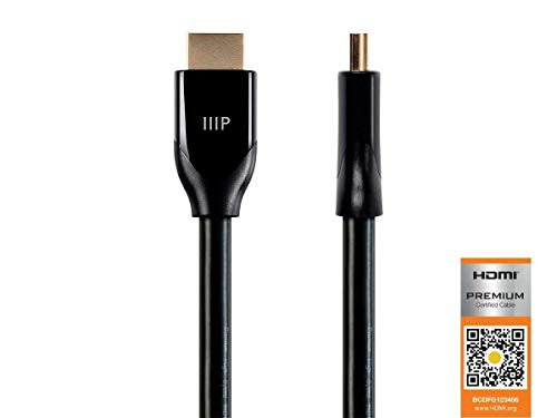 Monoprice Certified Premium HDMI Cable - 4K@60Hz, HDR, 18Gbps, YUV 4:4:4, Dual Video Stream, Compatible with DVD Player, 28AWG, 6 Feet, Black