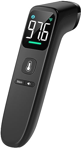 Viproud No-Touch Thermometer for Adults and Kids - Digital Forehead Thermometer with High Accuracy, Ultra Clear LED Screen and Fever Alarm-Black