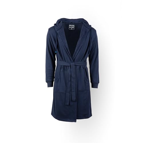 DudeRobe Men's Hooded Robe | As Seen on Shark Tank! - L/XL, Navy Blue, Ultimate Comfort and Style for Men's Loungewear