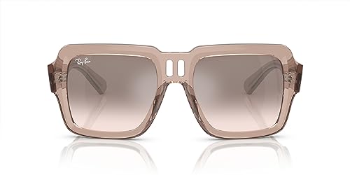 Ray-Ban RB4408 Magellan Square Sunglasses, Transparent Light Brown/Light Brown Mirrored Silver Gradient, 54 mm