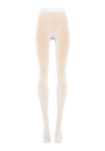 Wolford Grid Net Tights Hosiery Pantyhose Stockings Sheer For Women Large White