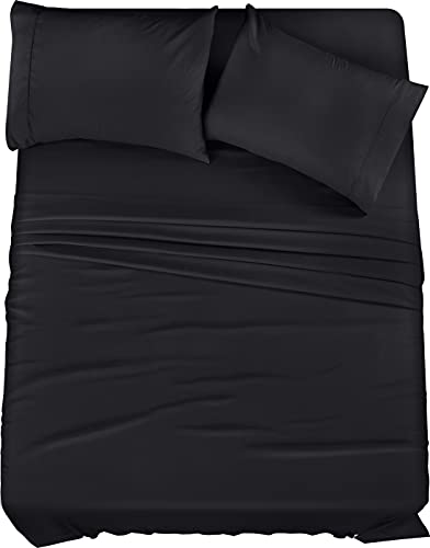 Utopia Bedding Queen Bed Sheets Set - 4 Piece Bedding - Brushed Microfiber - Shrinkage and Fade Resistant - Easy Care (Queen, Black)