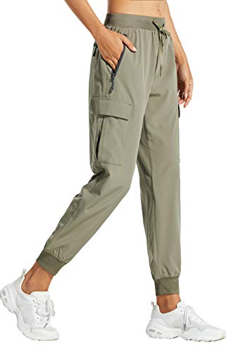 Libin Women's Cargo Joggers Lightweight Quick Dry Hiking Pants Athletic Workout Lounge Casual Outdoor, Silver Sage M