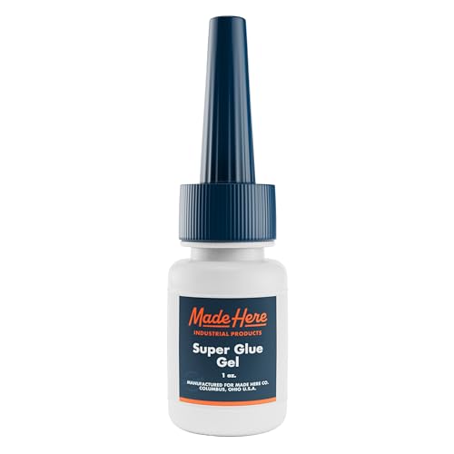 Made Here Co Super Glue Gel - Fast Acting Insant Adhesive, 1oz Tube for Precision Bonding of Wood, Metal, Plastic (Clear)