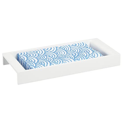 mDesign Small Wooden Tray, 5' x 11' x 1.23' High, White