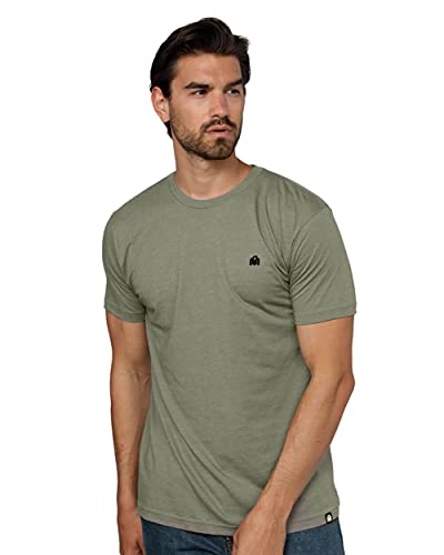 INTO THE AM Men's Fitted Crew Neck Logo Basic Tees - Modern Fit Fresh Classic Short Sleeve T-Shirts for Men (Warm Grey, X-Large)