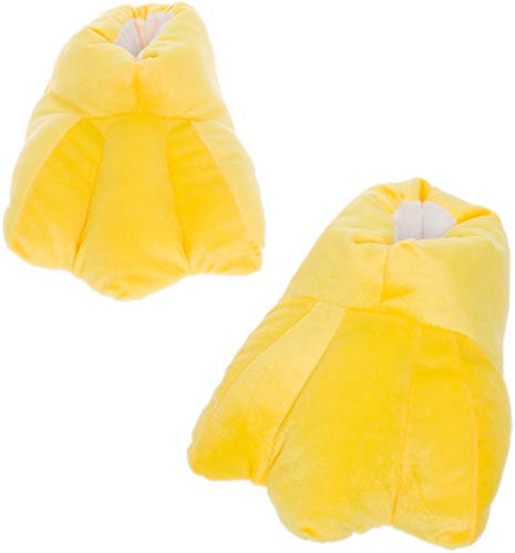 Silver Lilly Duck Feet Slippers - Plush Novelty Animal Costume House Shoes w/Comfort Foam (L)