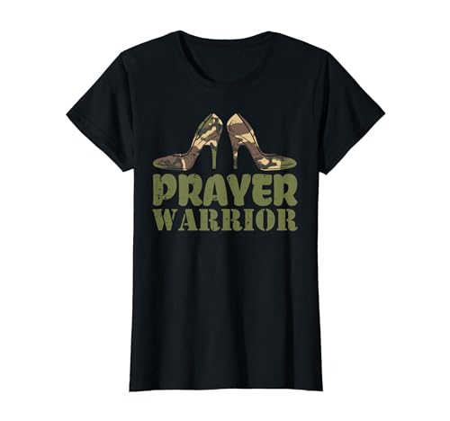 Camo Heels Prayer Warrior Faith God Jesus Christian Women T-Shirt