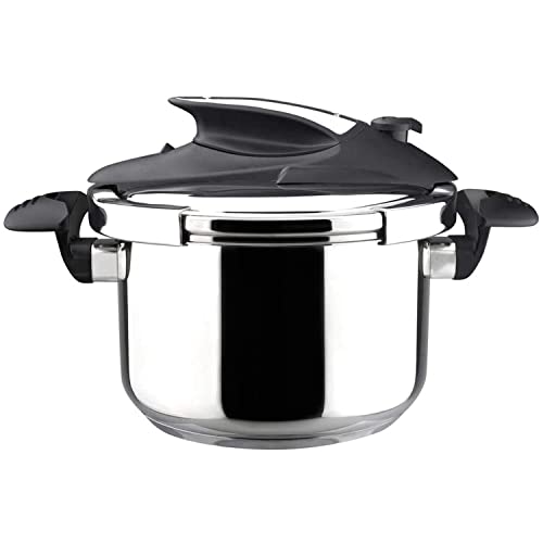 Magefesa Nova 4.2 Quart Stove-top Super Fast Pressure Cooker, Easy and Smooth Locking Mechanism, Polished 18/10 Stainles Steel, Suitable Induction, 5 Security Systems, 11.6 PSI Working pressure