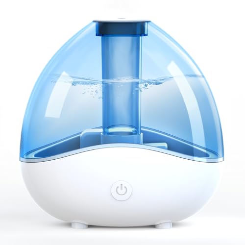 Ultrasonic Cool Mist Humidifier, Quiet Air Humidifiers for Bedroom, Desk Humidifiers Essential Oil Diffuser with Removable 1.5L Water Tank for Baby Nursery and Plants, Up To 24 Hours - Blue