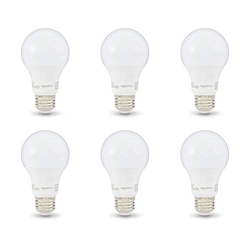 Amazon Basics A19 LED Light Bulb, 40 Watt Equivalent, Energy Efficient 6W, E26 Standard Base, Soft White 2700K, Non-Dimmable, 10,000 Hour Lifetime , 6-Pack