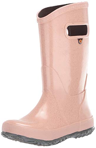 Bogs Rainboot Print Waterproof Rain Boot, Glitter-Rose Gold, 1 US Unisex Little Kid