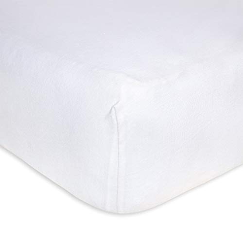 Burts Bees Baby Solid Fitted Crib Sheet Organic Cotton BEESNUG - Cloud White, Fits Unisex Standard Bed and Toddler Mattress, Infant Essentials, 28 x 52 x 5.5 Inch 1-Pack
