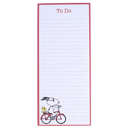 Graphique Magnetic Notepad - Peanuts Snoopy Bike Grocery and Shopping List - Fun Decorative To-Do List - Perfect House Warming Gifts - 100 Tear off Sheets (4' x 9.25' x .5')