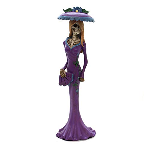 YTC Summit International Purple Fascinator Hat Skeleton Lady Day of The Dead Dia de Los Muertos Figurine