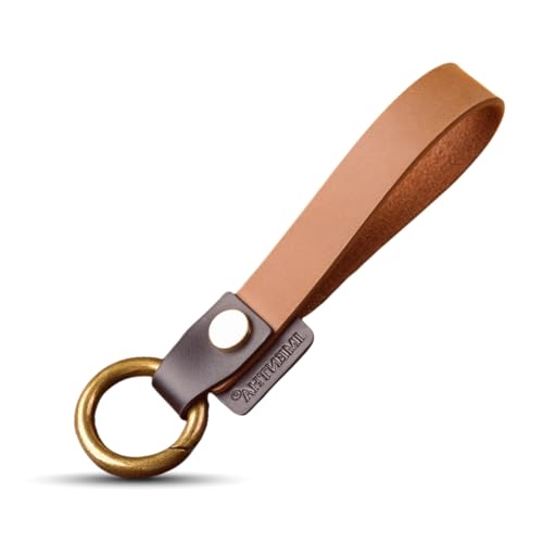 Imentha Leather Keychain, Universal Key Fob Keychain, Leather Key Chain Strap for Car Keys and Home Keys, Ideal for Men and Women, Brown