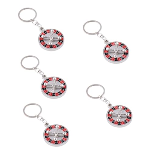 GANAZONO 5pcs Metal Mini Russian Roulette Keychain Compass Keychain Hanging Decor for Key Party Decorations Rotatable Keychain Keyring Keyfob Key Charm To Rotate Small Gift Wallet