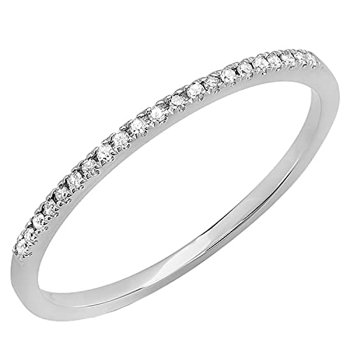 Dazzlingrock Collection 0.08 Cttw Round White Diamond Stackable Wedding Band for Women in 10K White Gold, Size 5.5
