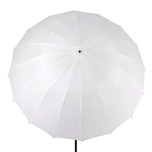 HappyGo 7 feet Parabolic Umbrella,16-fibreglass Rib Translucent Umbrella 0.3”/7.7mm Stainless Steel Shaft for Different Types of Flashlight for Photography use,Black Bag Included,Model S775