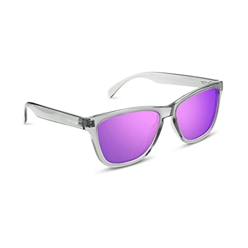 NECTAR Classic Polarized Sunglasses for Men and Women - 100% UV Protection - Grey T90 Flexible Frames and Purple Lenses - the Chucktown