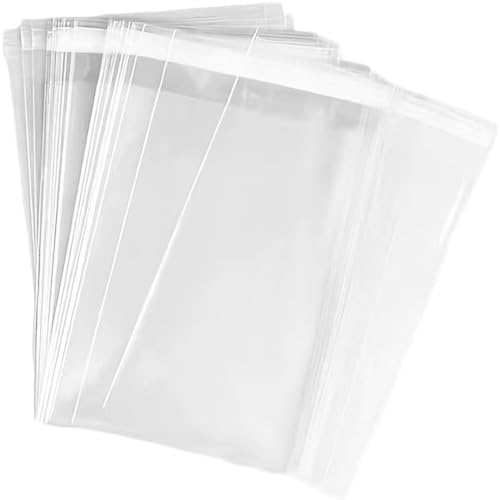 Muyindo 100 Pieces (9x12 Inch) Clear Plastic Bags for Packaging, Clothing & T-Shirts Strong Packing Self Adhesive Cellophane Bag