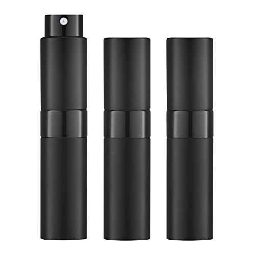 LISAPACK 8ML Atomizer Perfume Spray Bottle for Travel (3 PCS) Empty Cologne Dispenser, Portable Sprayer (Black)