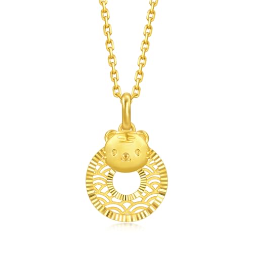 CHOW SANG SANG 999 24K Solid Gold Price-by-Weight 2.62g Gold Zodiac Animal Tiger Pendant for Women 94410P | [Not Include the Necklace]