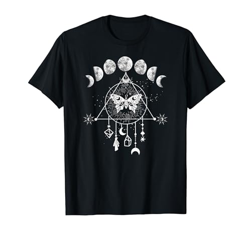 Celestial Moon phase Moth Crystals Stars Vintage design T-Shirt
