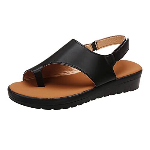 Shengsospp Womens Flat Sandals Cork Footbed Slides With Adjustable Buckle Slip On Slip Sandals Comfort and Wide Widths Available Black_05, 8