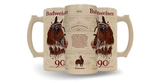 Budweiser 2023 90th Anniversary Limited Edition Clydesdale Holiday Collectors Stein #44 - Ceramic Beer Mug Christmas Gift