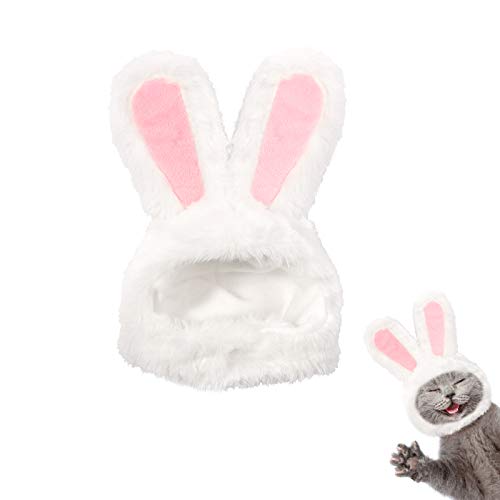 XIMISHOP Cute Costume Bunny Rabbit Hat with Ears for Cats & Small Dogs Party Costume Easter Pet Accessory Headwear