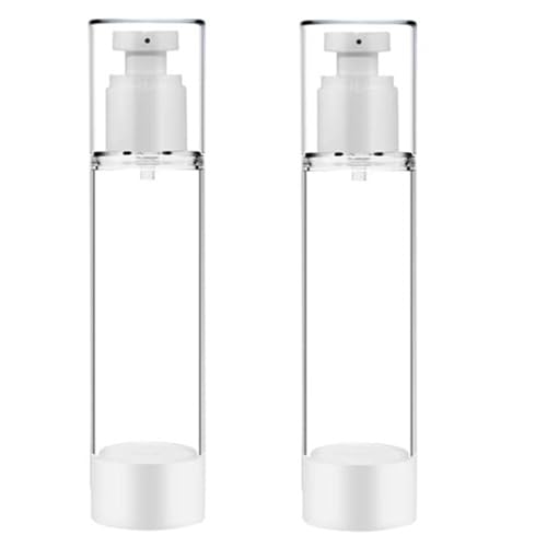 KEAIYYJ Travel Pump Bottle Airless Face Wash Containers Empty Refillable Small Size Dispenser for Lotion Toiletries 50 ml 2 Pack