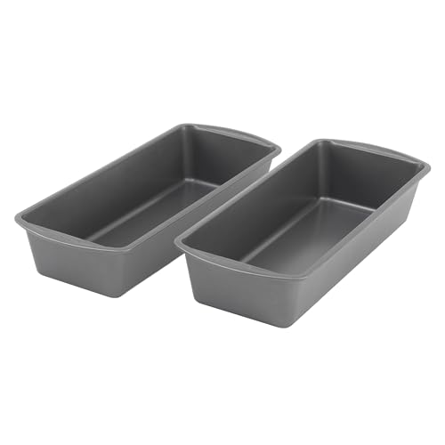 GoodCook Set of 2 Extra Large 13' x 5' Nonstick Steel Bread Loaf Pans, Gray - Set of Two Loaf Pans, Even Heat Distribution, Scratch-Resistant Nonstick Coating, Durable Construction, Easy to Clean