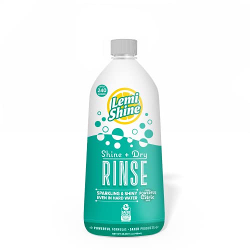 Lemi Shine - Shine + Dry Natural Dishwasher Rinse Aid, Hard Water Stain Remover (1 Pack - 25 oz)