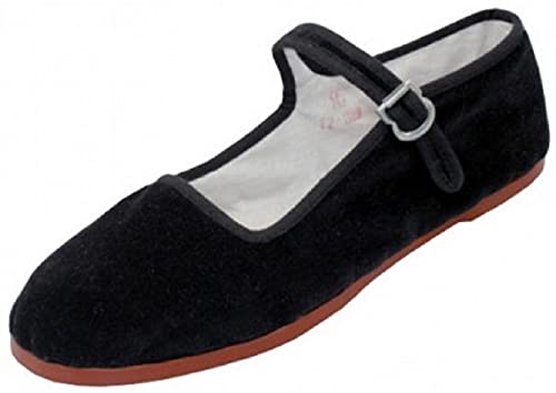 Shoes 18 Womens Cotton China Doll Mary Jane Shoes Ballerina Ballet Flats Shoes 11 Colors (9, 118 Black Micro Suede)